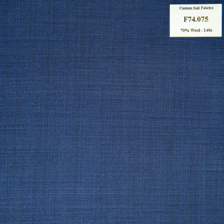 F74.075 Kevinlli V6 - Vải Suit 70% Wool - Xanh Dương Trơn